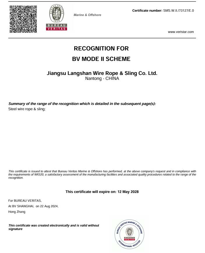Classification Society Certificate‑BV